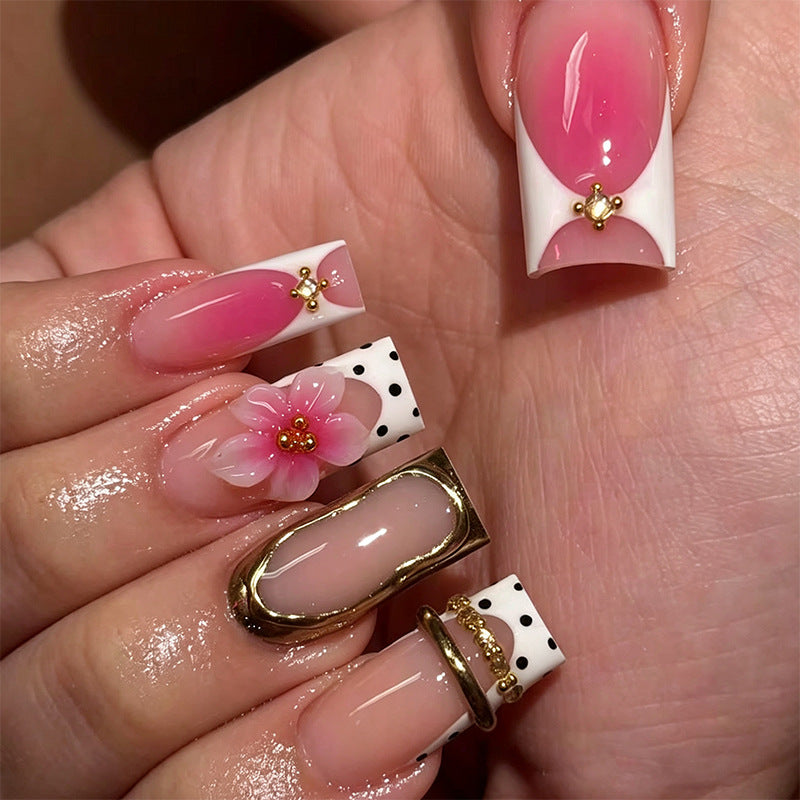 Elegant artificial nails with hand-painted floral accents Kalsten