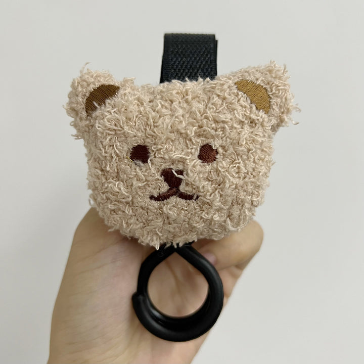 Plush Bear Stroller Hook and Clip Keychain Accessory