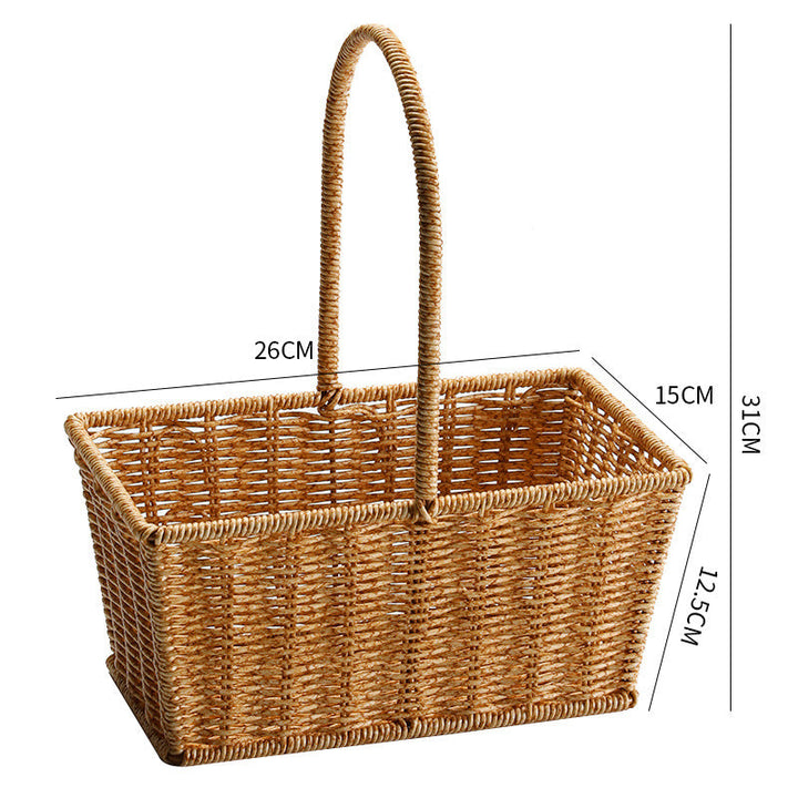 Decorative Woven Storage Basket with Mushroom Emblem Kalsten