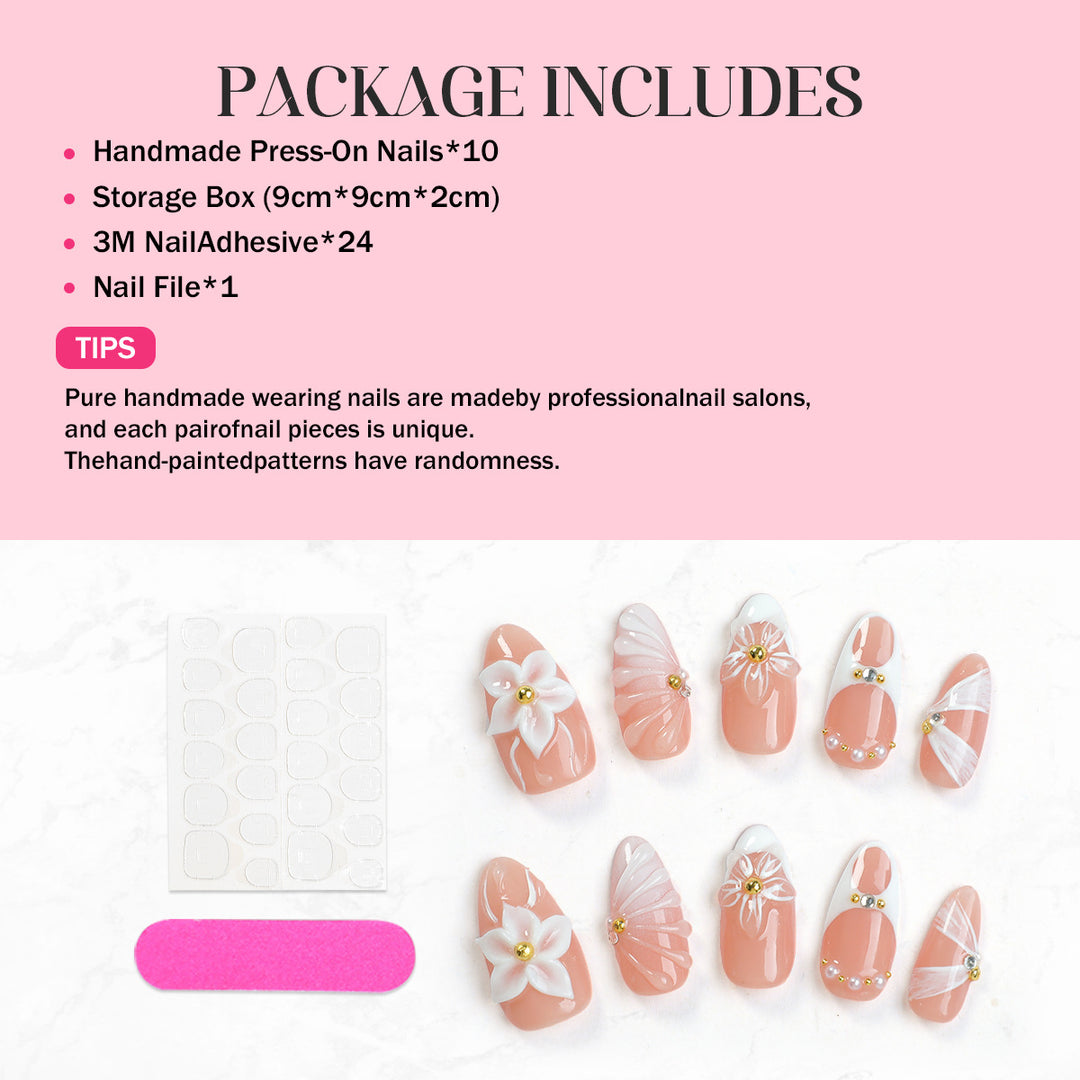 Nail art set with floral decorations and radiant accents Kalsten