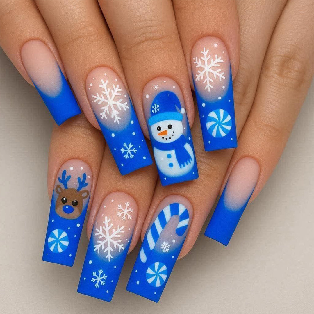Festive Winter-Themed 3D Nail Art Extensions Kalsten