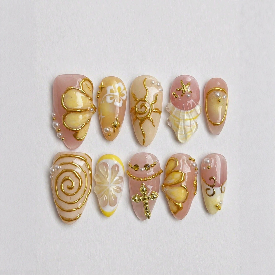 Artistic Floral Premium Press-On Nail Set kalsten