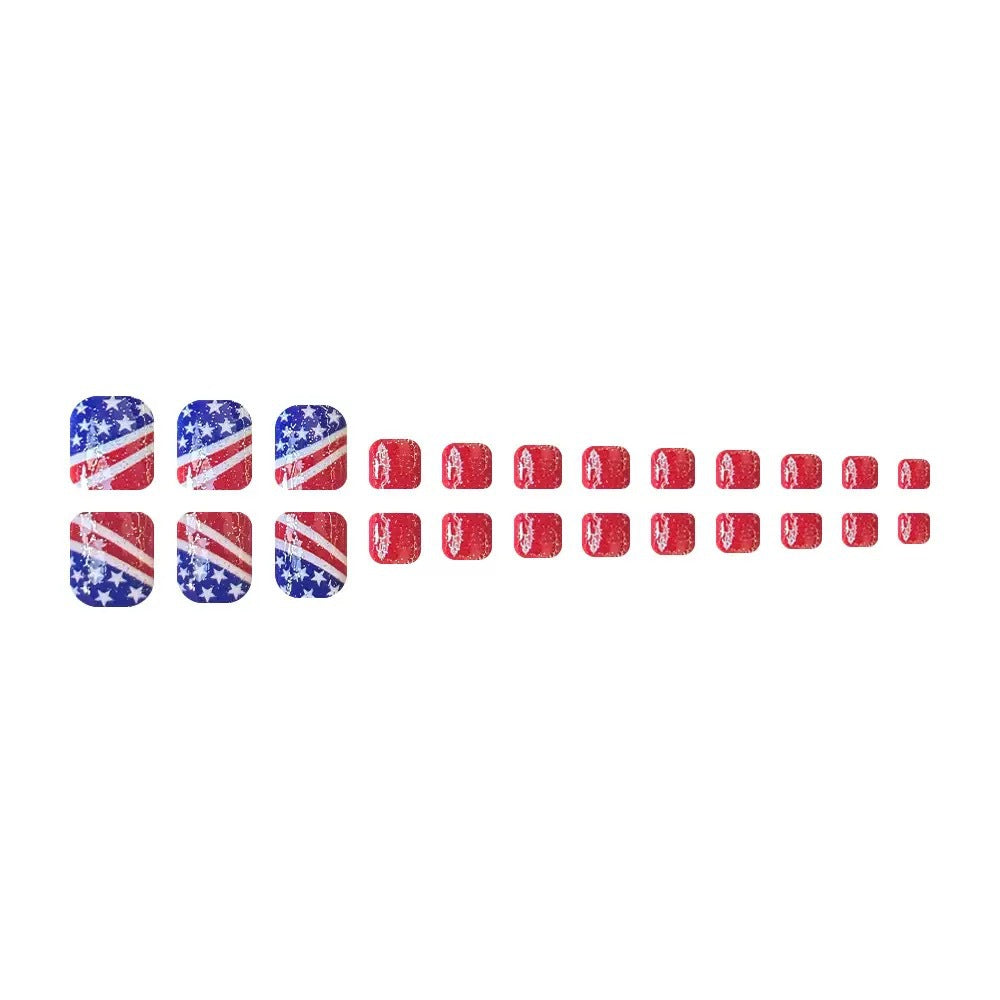 Nail art set with creative glitter design and American motif Kalsten