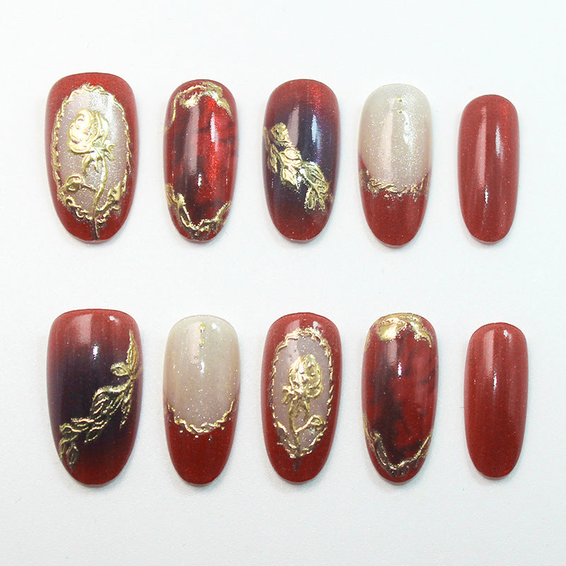 Artistic Floral-Printed Press-On Nails Kalsten