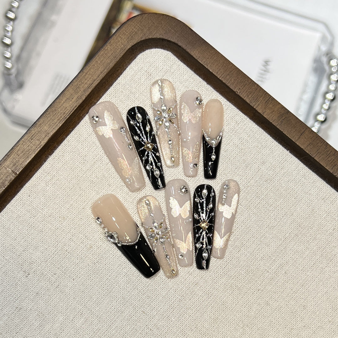 Elegant Butterfly-Inspired Press-On Nail Art Set Kalsten