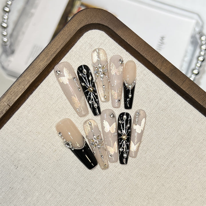 Elegant Butterfly-Inspired Press-On Nail Art Set Kalsten