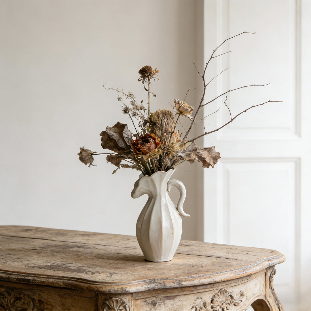 Handmade ceramic rough edge decorative jug vase