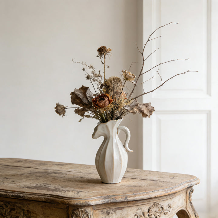 Handmade ceramic rough edge decorative jug vase