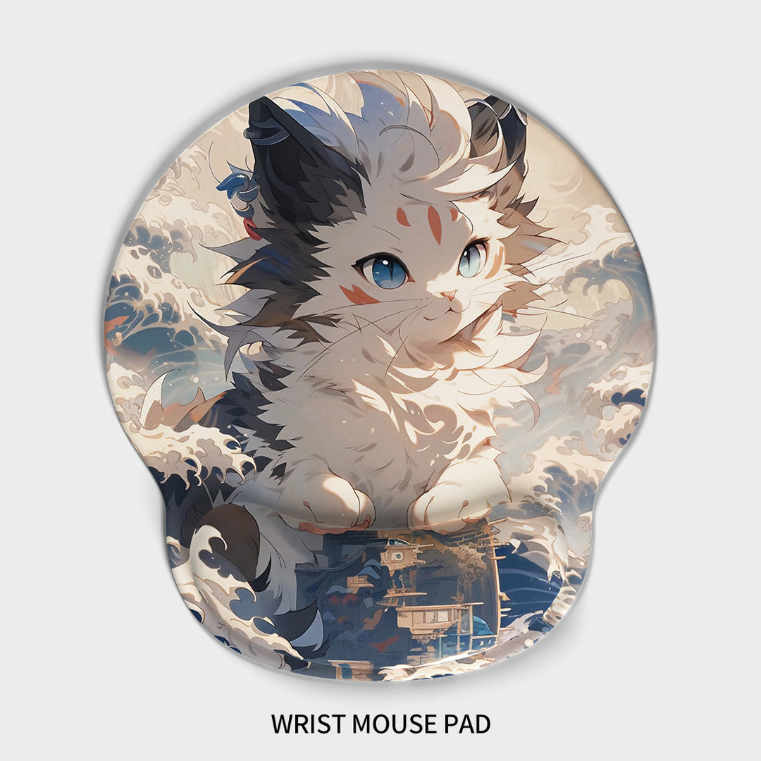 Artistic Cat-Themed Ergonomic Mouse Pad
