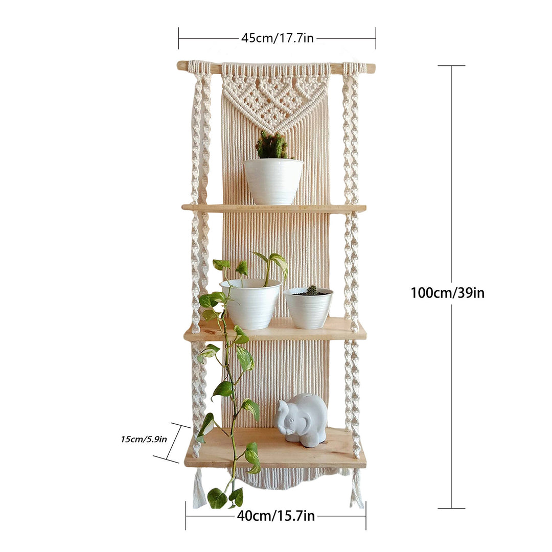 Macrame Plant Shelf with Decorative Hanging Design Kalsten