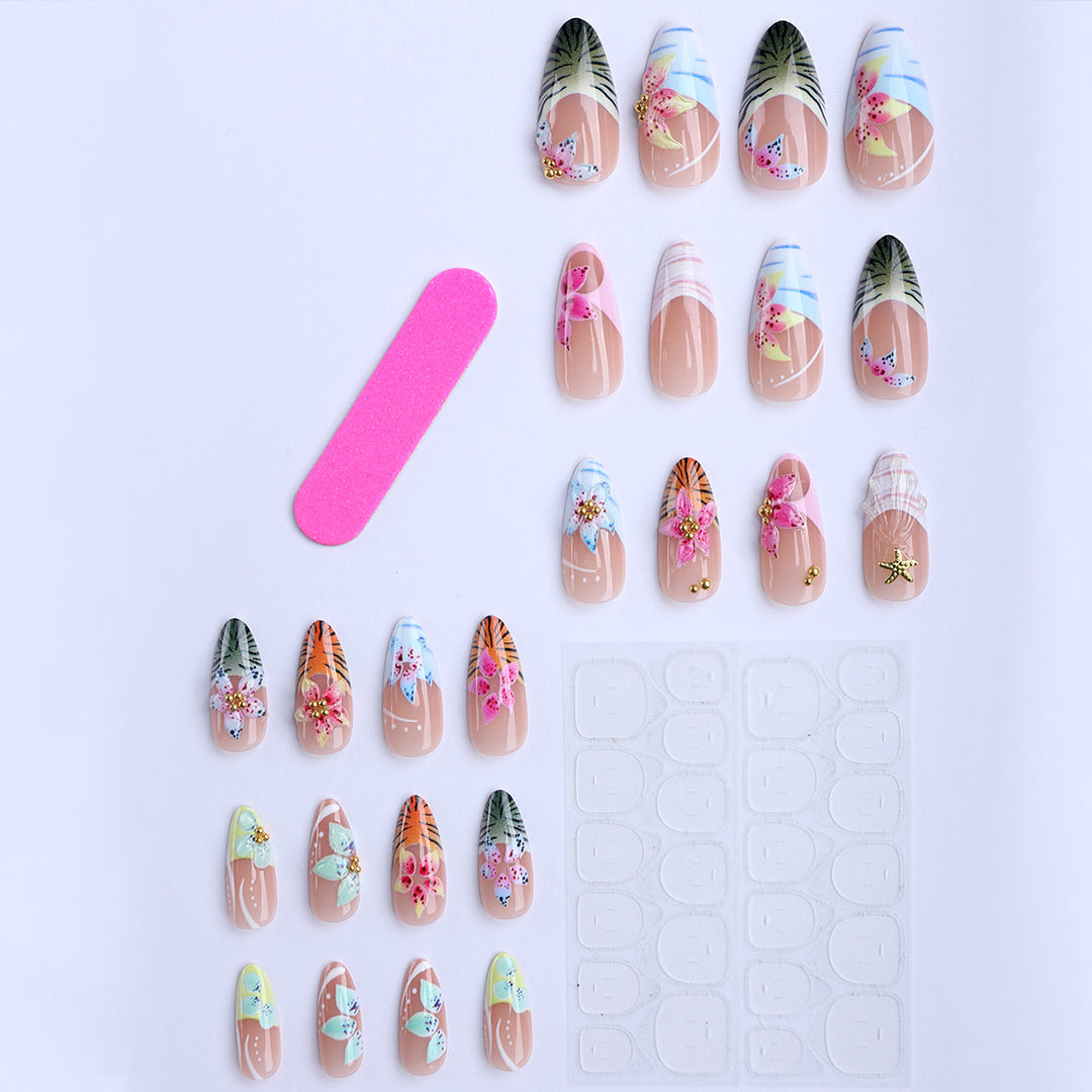 Artificial nails with creative floral and tropical designs Kalsten