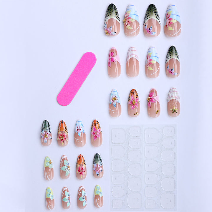 Artificial nails with creative floral and tropical designs Kalsten