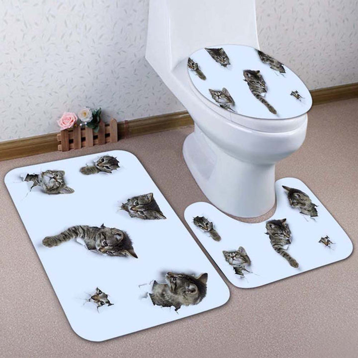 Artistic Lion-Themed Bathroom Mat Set