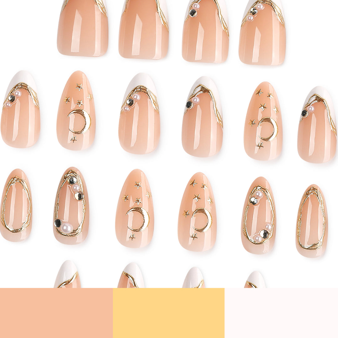 Elegant Nail Art with Glitter and Moon Designs Kalsten