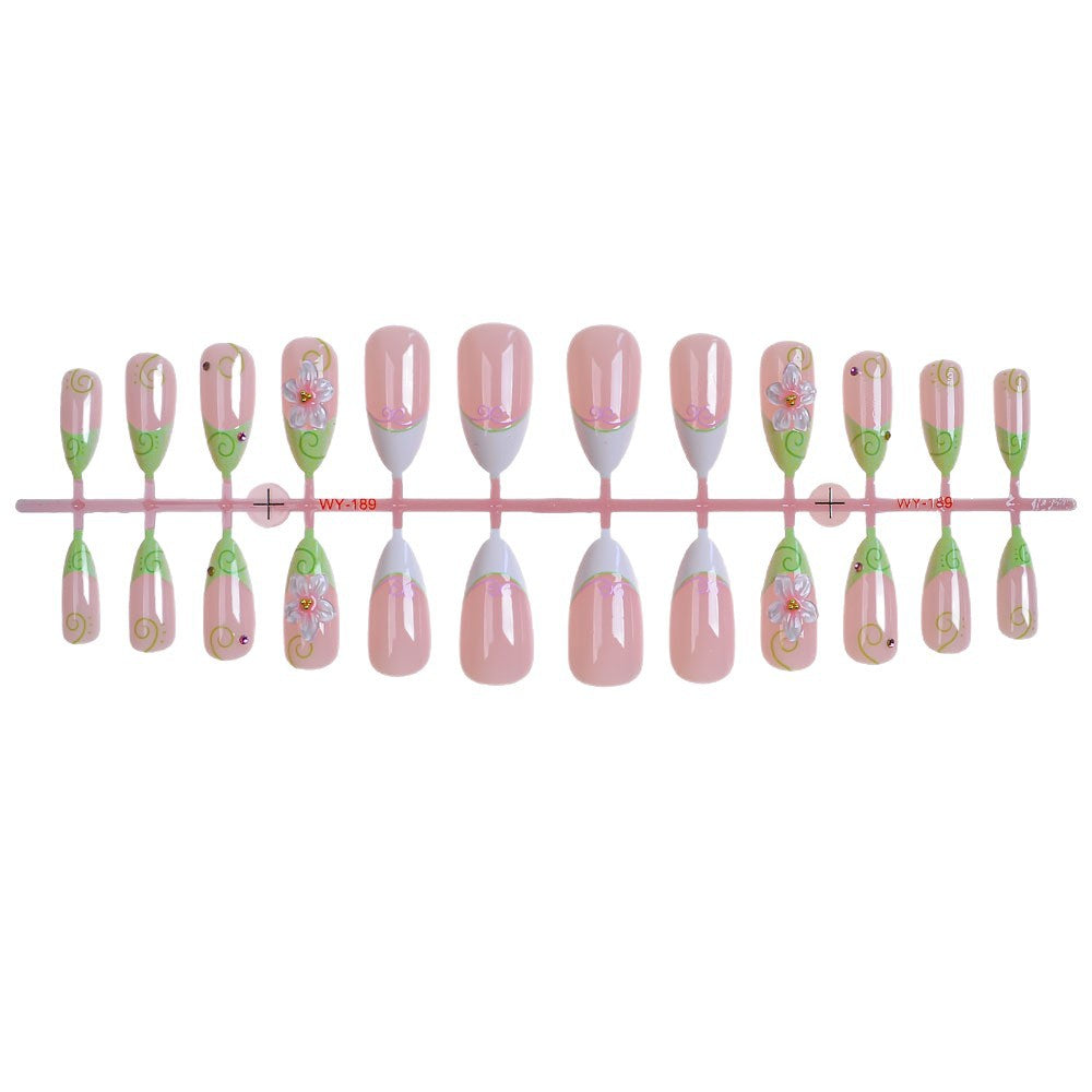 Artistic Floral-Accent Press-On Nail Set Kalsten