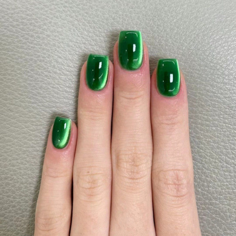 Glossy Emerald Press-On Nail Art Kalsten