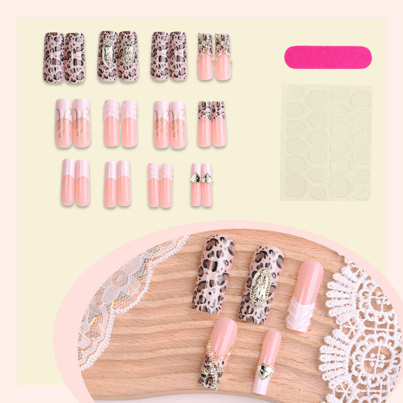 Creative Nail Art Set with Leopard Design and Elegant Decorations Kalsten