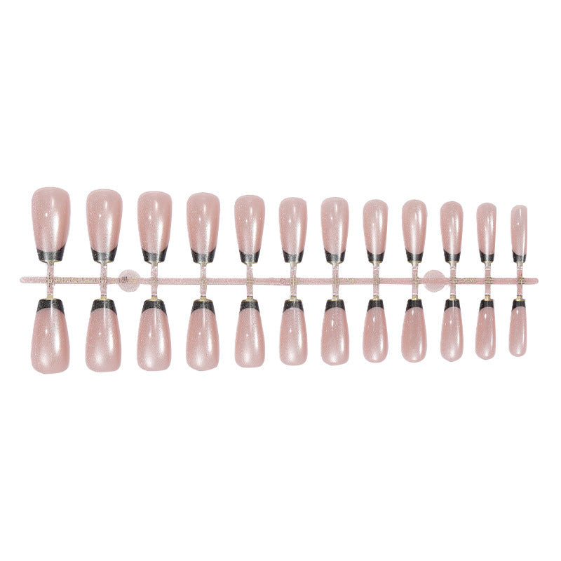 Acrylic nail set with elegant French design and glitter accents Kalsten