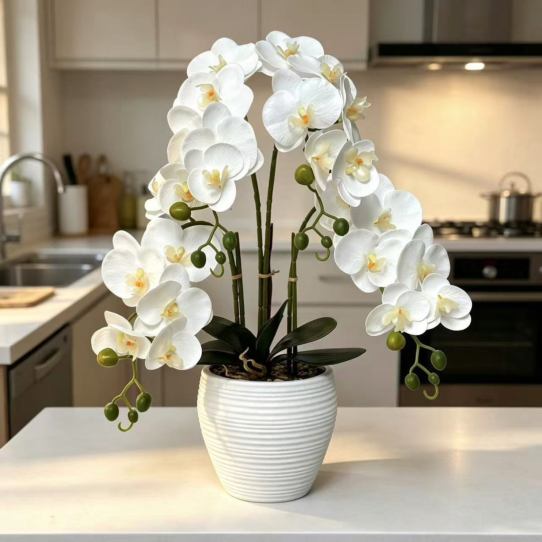 Decorative Artificial Orchid Arrangement for Indoor Decor Display