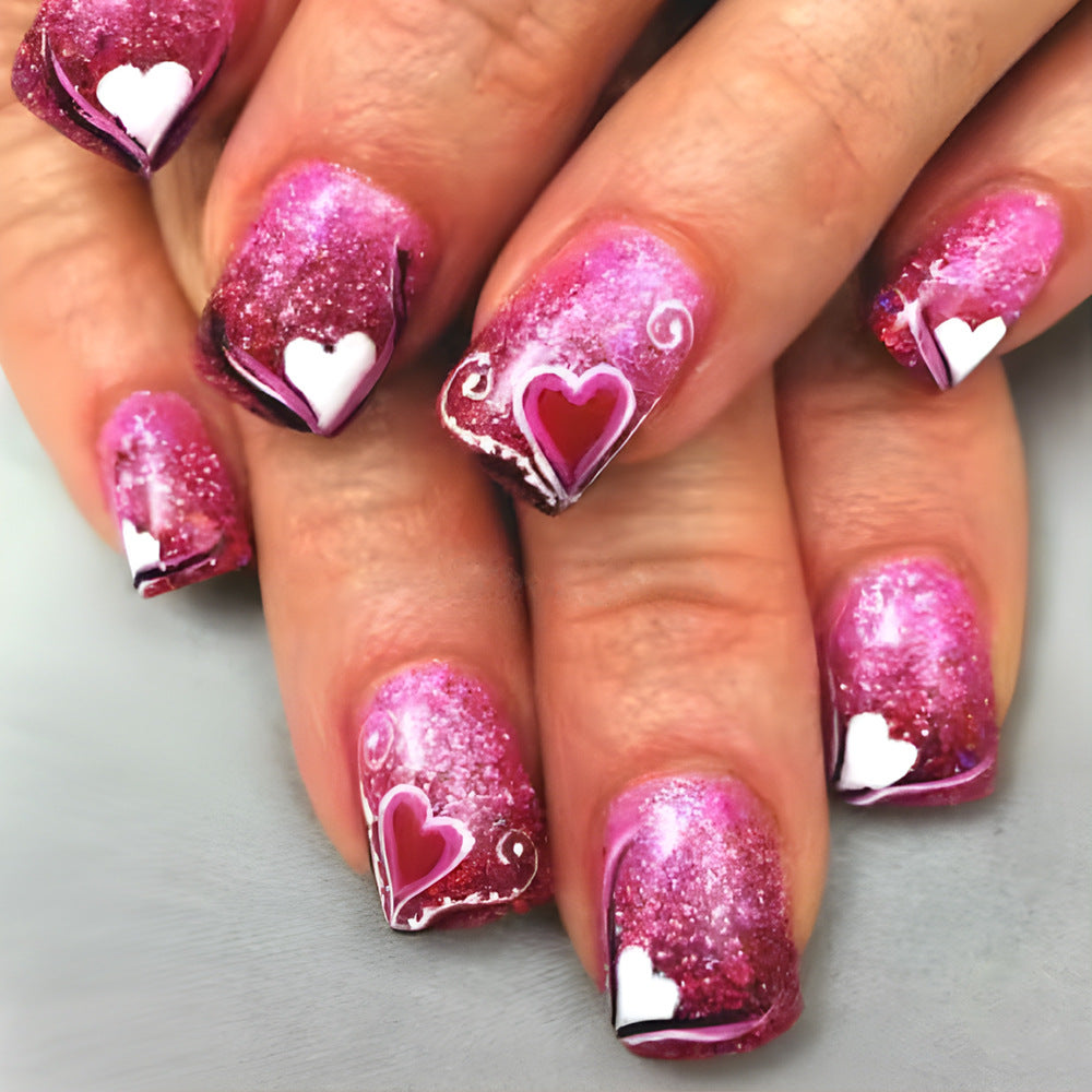 Heart-Themed Glitter Nail Art Set Kalsten