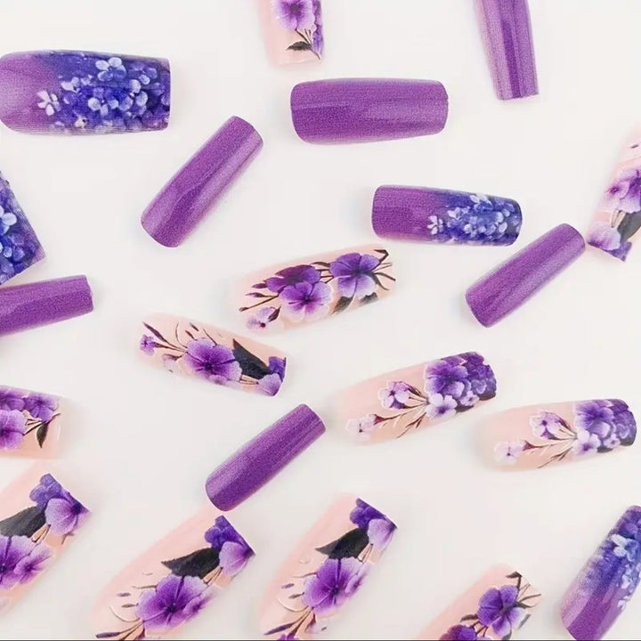 Artificial Nail Set with Floral 3D Designs Kalsten
