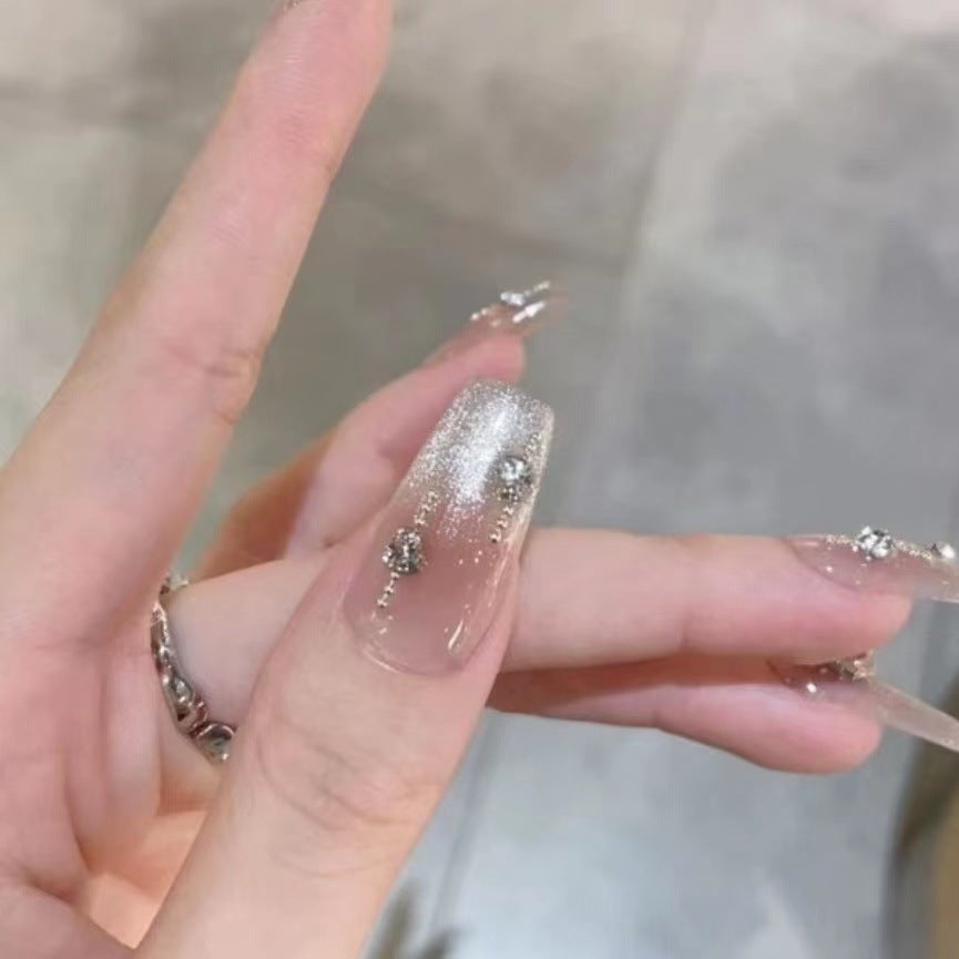 Decorative Press-On Nail Art with Glimmering Accents Kalsten