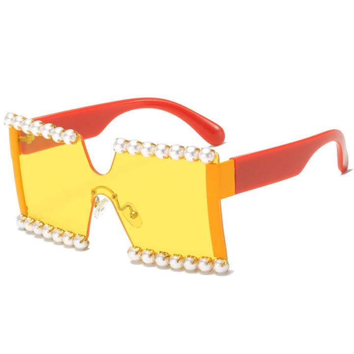 Ladies extravagant rectangular sunglasses with pearl decoration and UV protection Kalsten