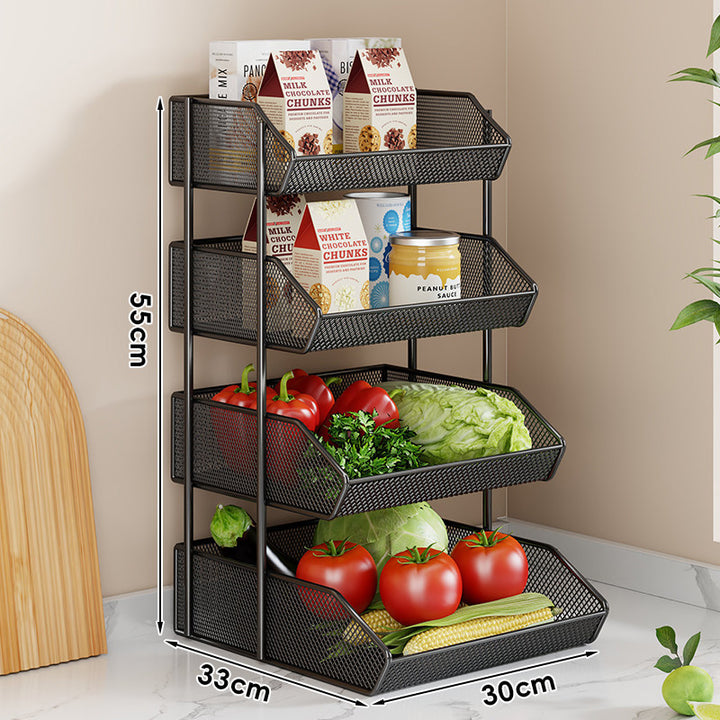 Triple-Tier Metal Mesh Countertop Produce and Pantry Organizer