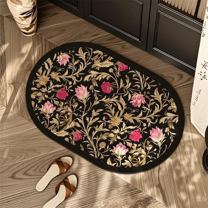 Floral Patterned Oval Area Mat