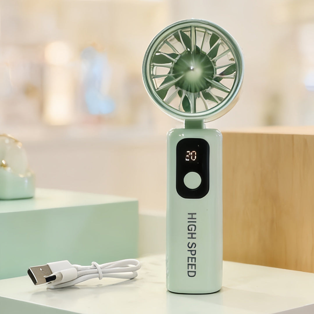 Ladies Portable Mini Fan with Digital Temperature Display Kalsten