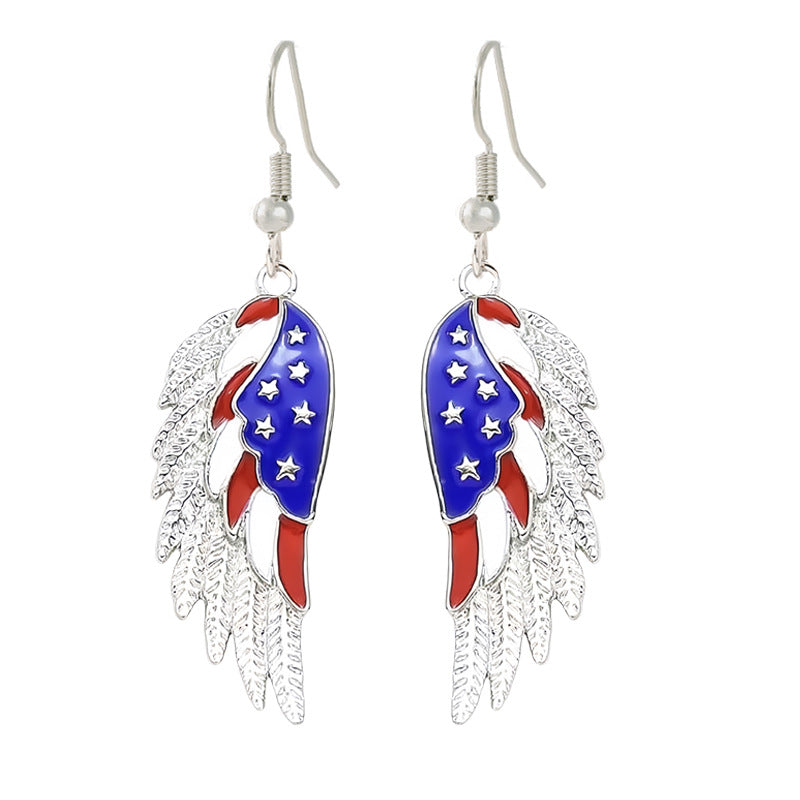Ladies enamel earrings horseshoe with star stripe motif Kalsten