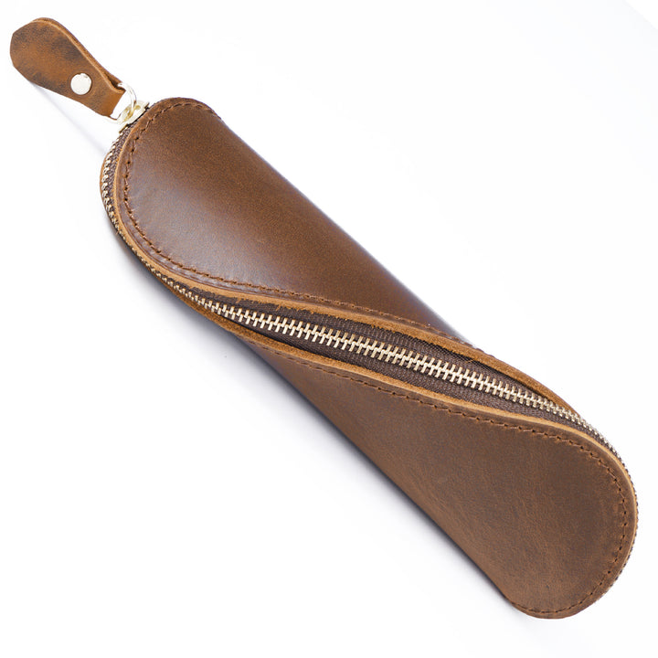 Leather Pencil Case with Zipper