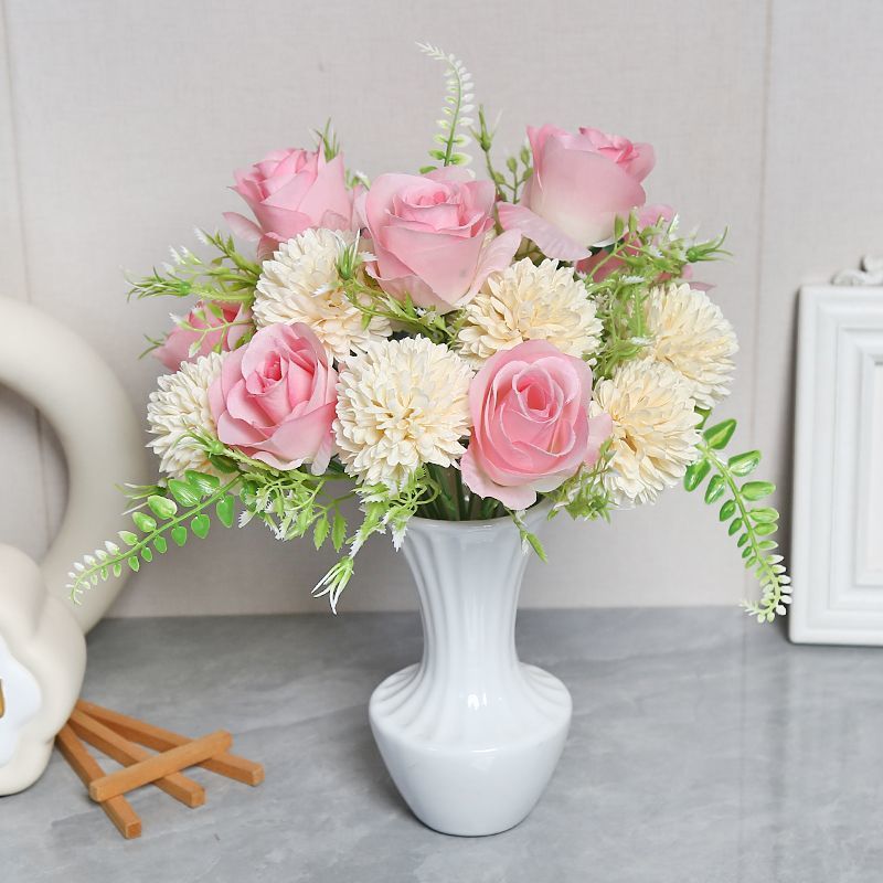 Lifelike Floral Arrangement in Modern Vase