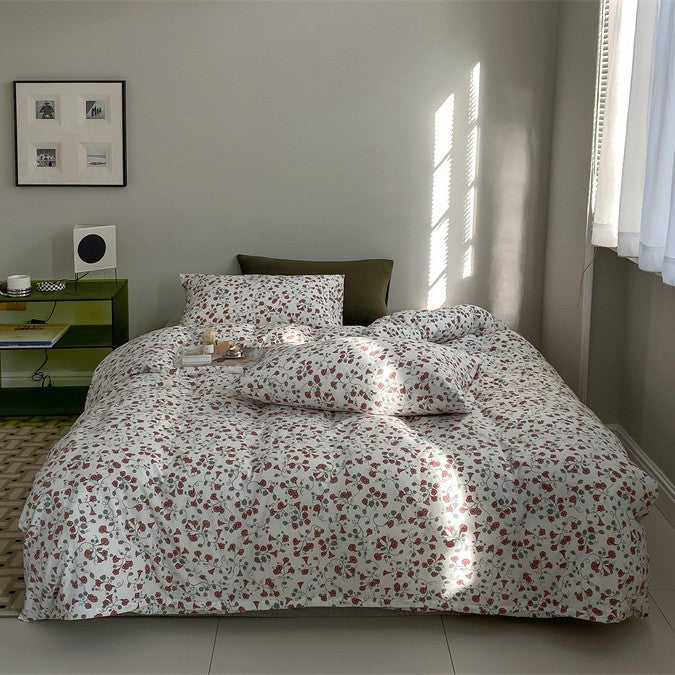 Cotton percale duvet cover set with delicate wildflower print and breathable finish