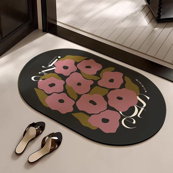 Stylish Floral-Themed Bathroom Mat