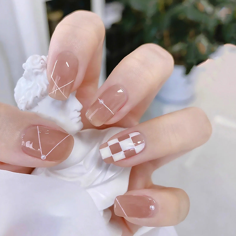 Elegant Geometric Press-On Nail Set
