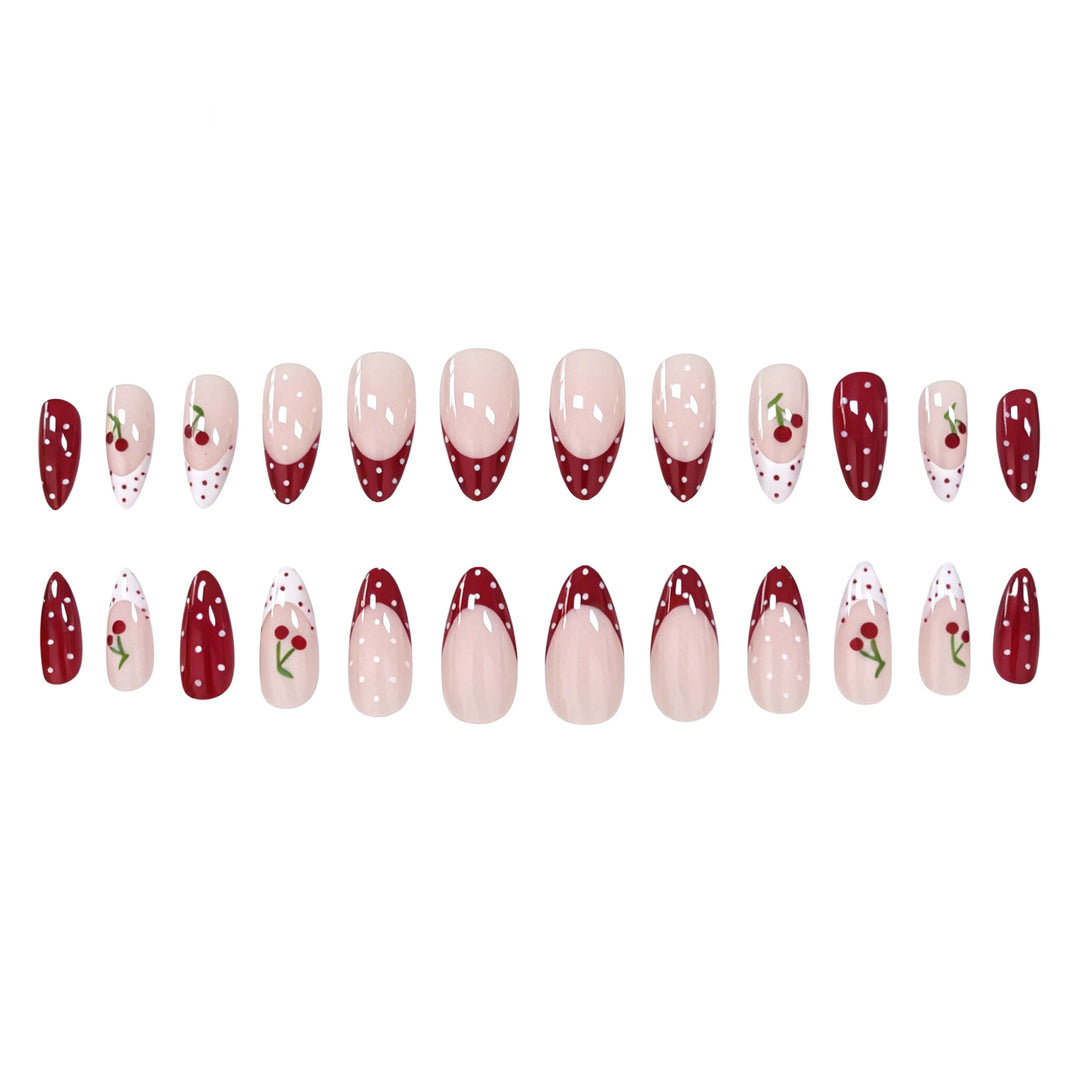 Cherry-Themed Acrylic Nail Art Enhancements Kalsten