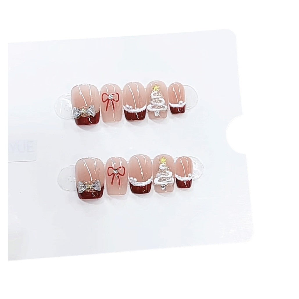 Festive Holiday-Themed Press-On Nail Art Set Kalsten
