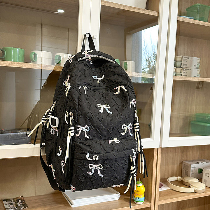 Quilted Bow-Detail Fashion Backpack Kalsten