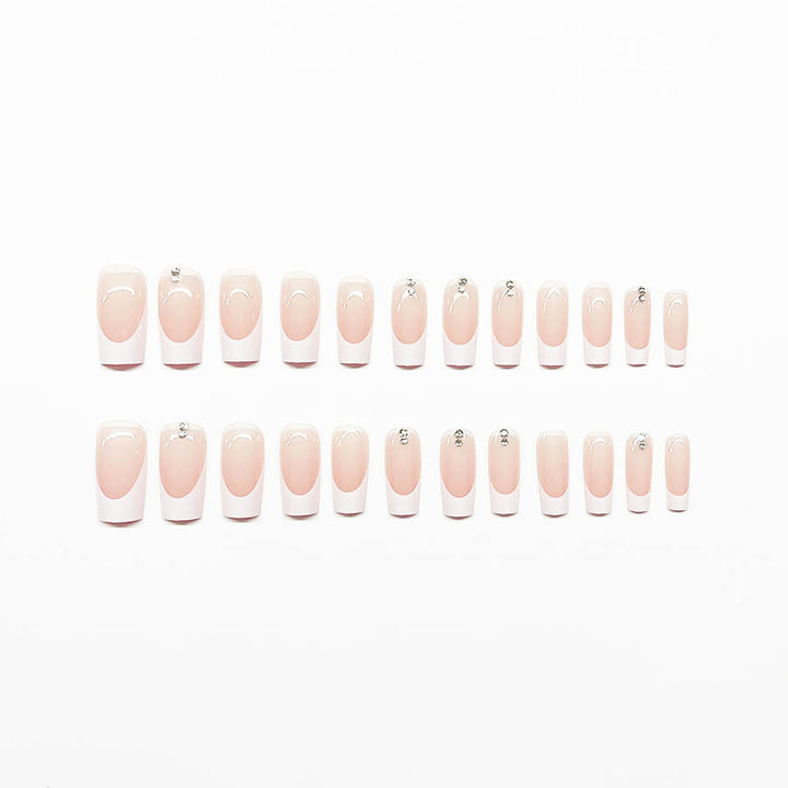 Elegant artificial nail set with high-gloss finish and rhinestone decorations Kalsten