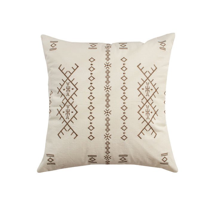 Square decorative cushion with fine relief embroidery in ethnic design and removable cover Kalsten