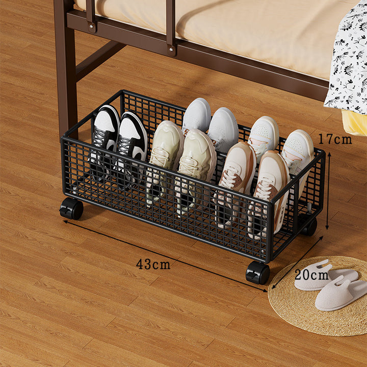 Low-Profile Under-Bed Metal Mesh Shoe Organizer with Divided Slots