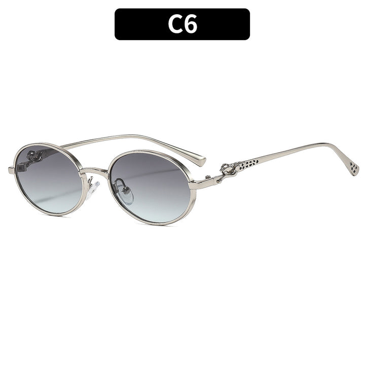 Stylish Round Sunglasses with Unique Metal Accents