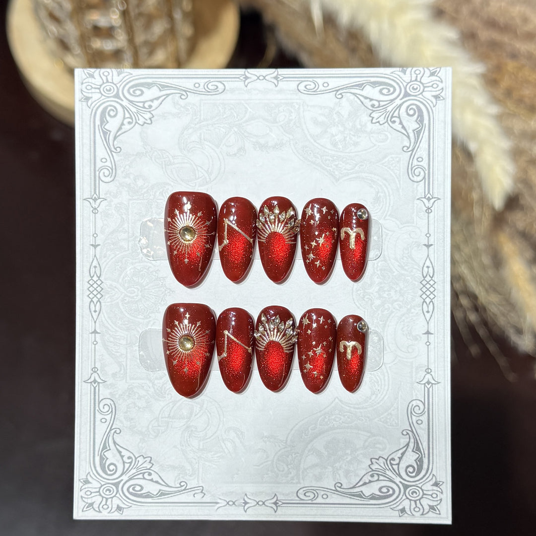 Decorative Press-On Nail Set with Celestial Accents Kalsten