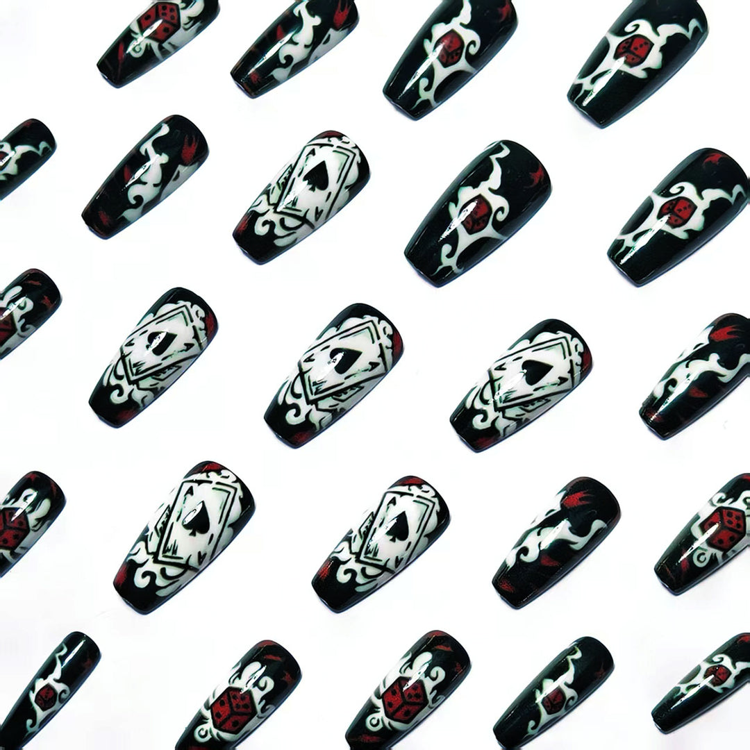 Artificial nails with playing cards and dice motif Kalsten