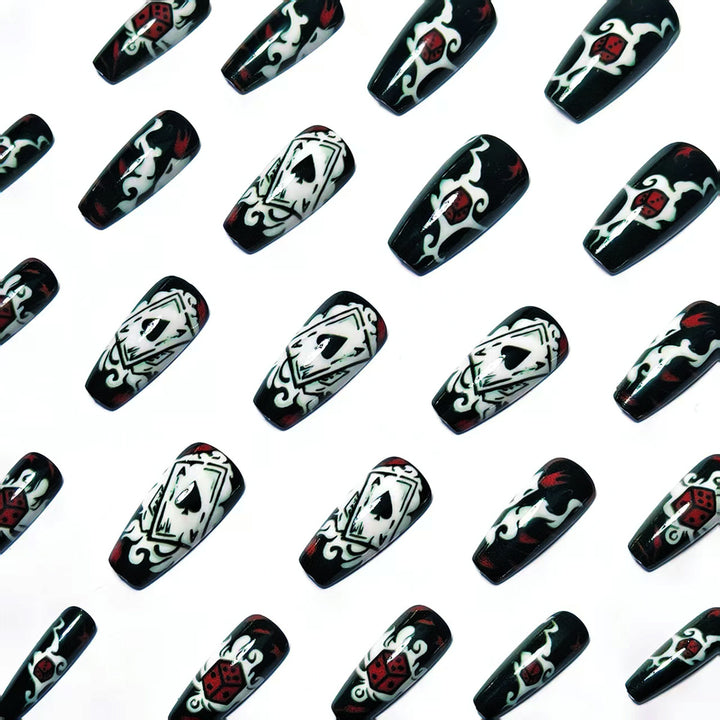 Artificial nails with playing cards and dice motif Kalsten