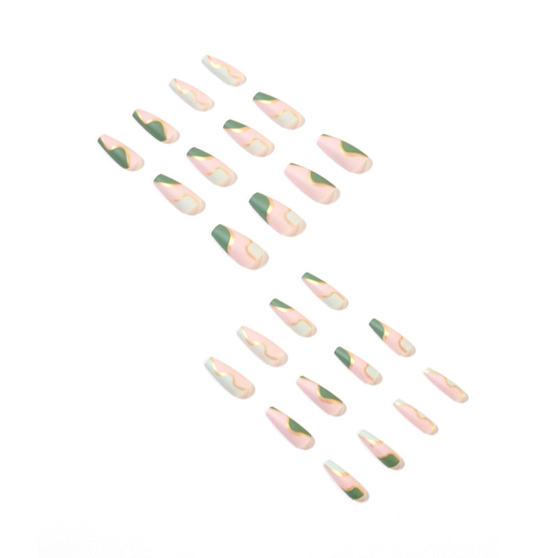 Artful Nail Extensions with Elegant Gold Decoration Design Kalsten