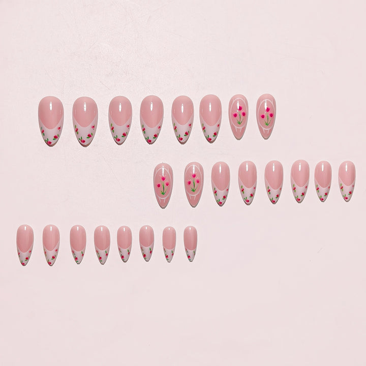 Floral Art French Tip Nail Design