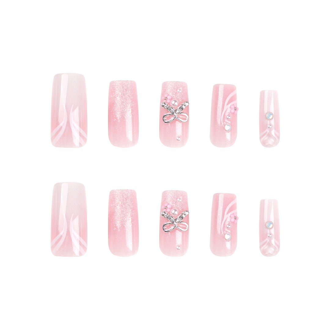Artistic acrylic nails with elegant jewelry accents Kalsten