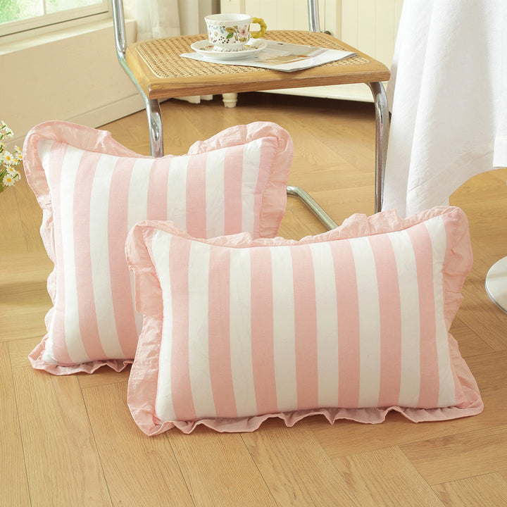 Decorative Ruffled Striped Pillow